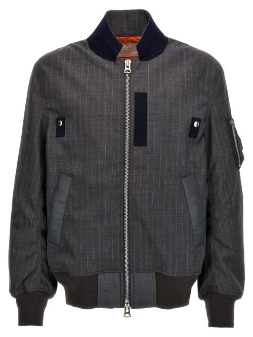 Pinstriped bomber jacket SACAI Gray