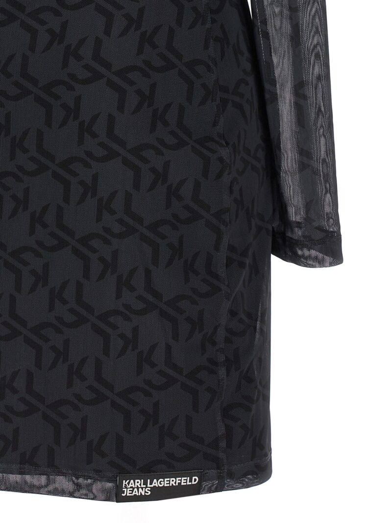 'Mesh monogram' dress 93% polyester 7% elastane KARL LAGERFELD Black