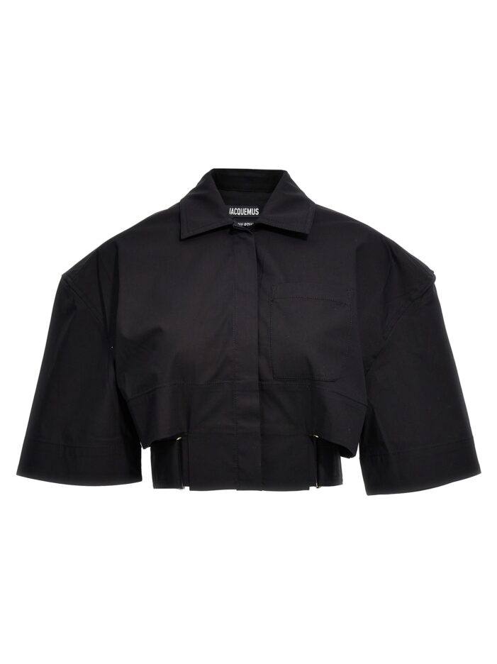 'La chemise courte Bari' cropped shirt JACQUEMUS Black