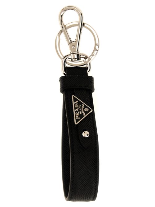 Saffiano logo keyring PRADA Black