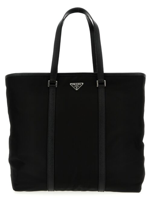 Logo nylon shopping bag PRADA Black