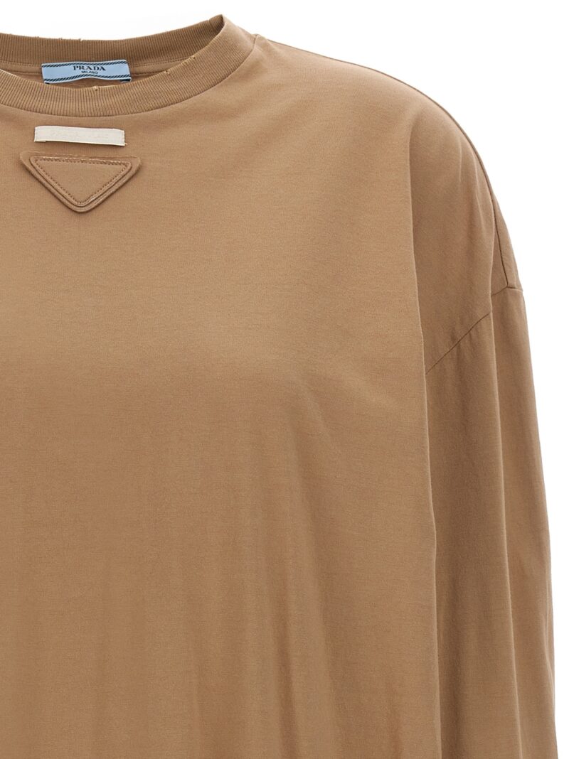 Logo T-shirt Woman PRADA Beige