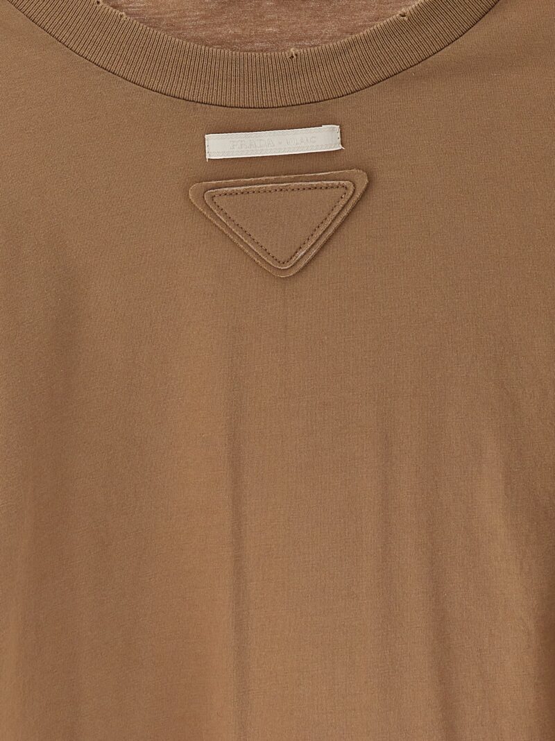 Logo T-shirt 100% cotton PRADA Beige