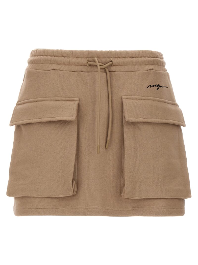 Logo embroidery cargo skirt MSGM Beige