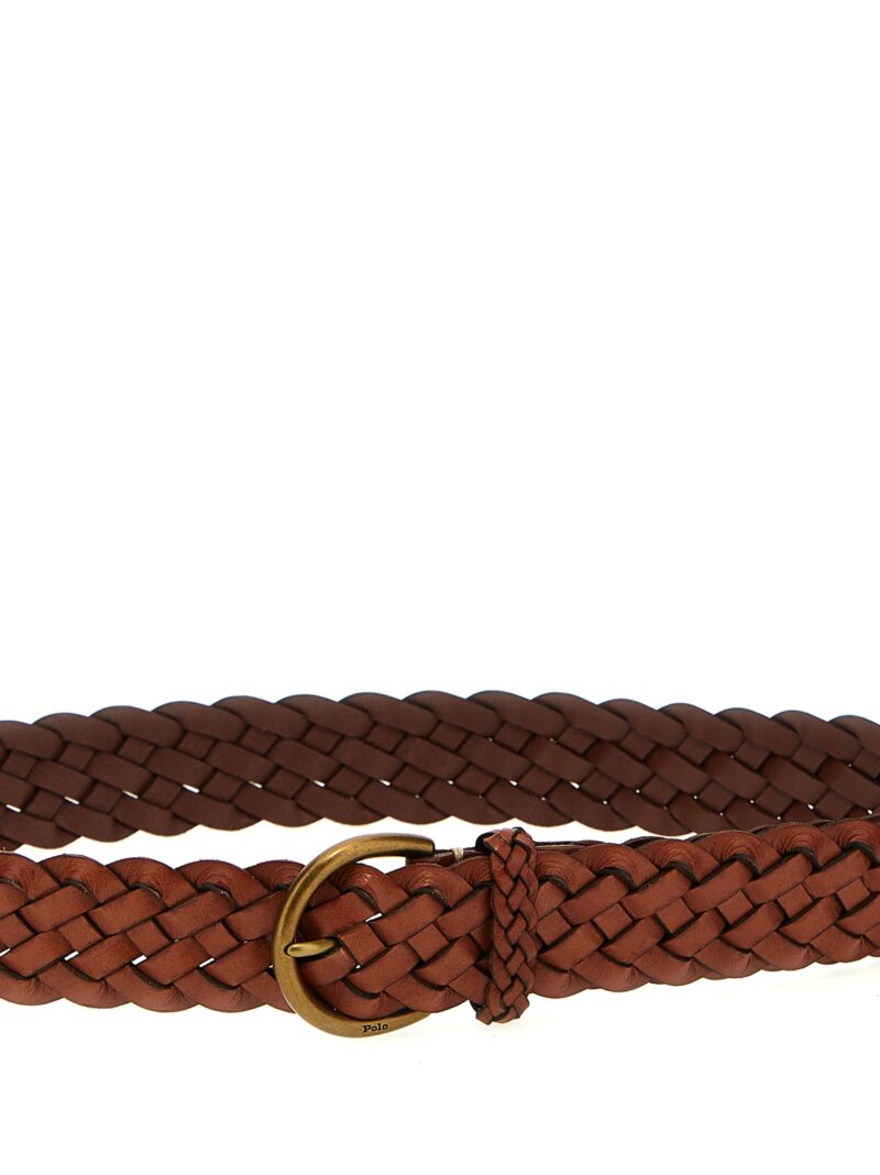 Braided leather belt Woman POLO RALPH LAUREN Brown