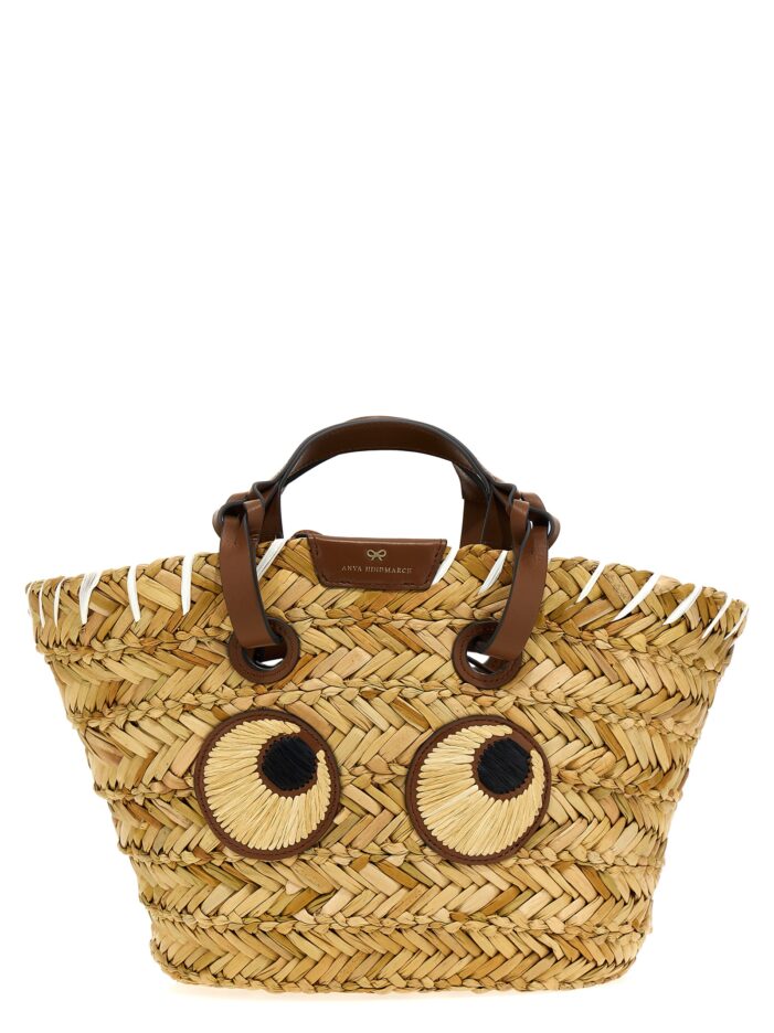 'Paper eyes' small shopping bag ANYA HINDMARCH Beige