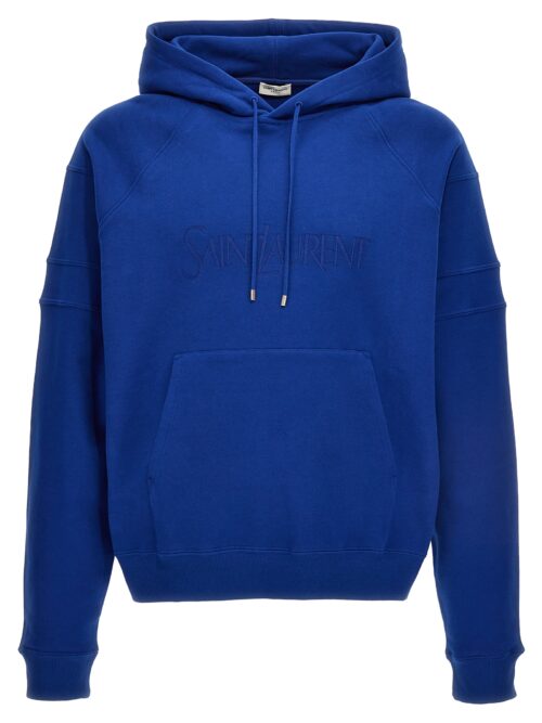 Logo embroidery hoodie SAINT LAURENT Blue