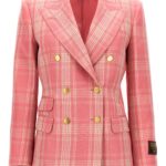 Check double-breasted blazer GUCCI Pink
