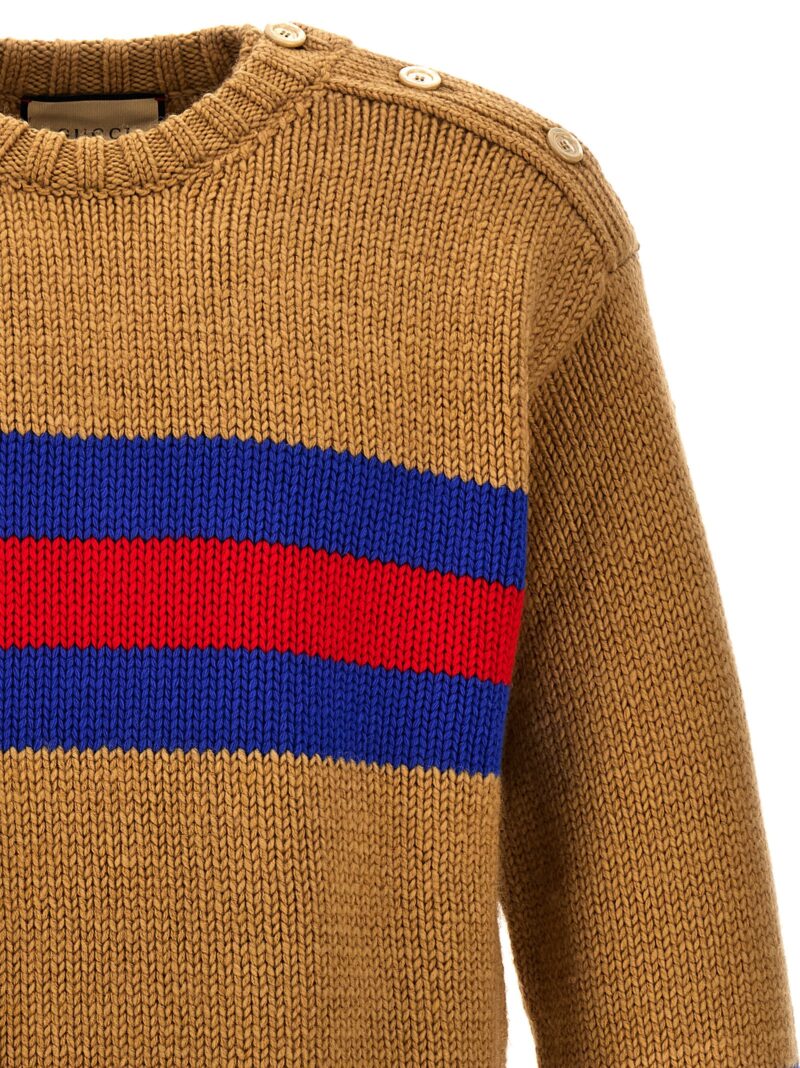 Web ribbon sweater Man GUCCI Beige