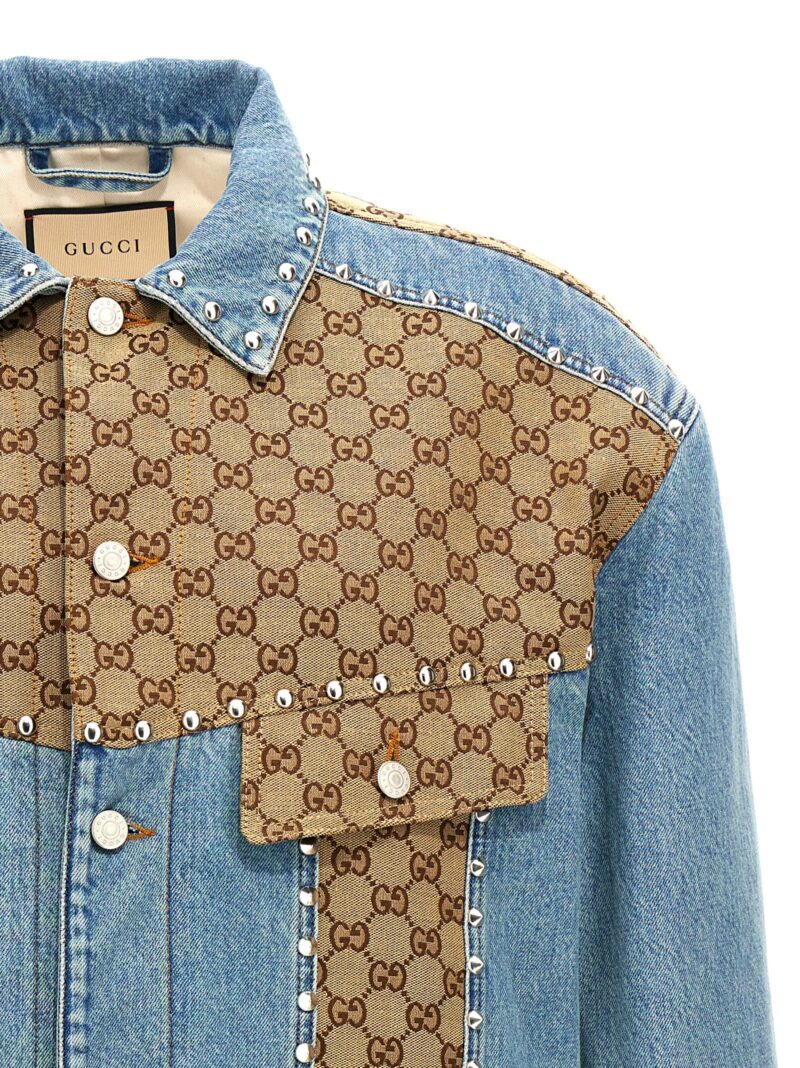 'GG' insert denim jacket Man GUCCI Multicolor