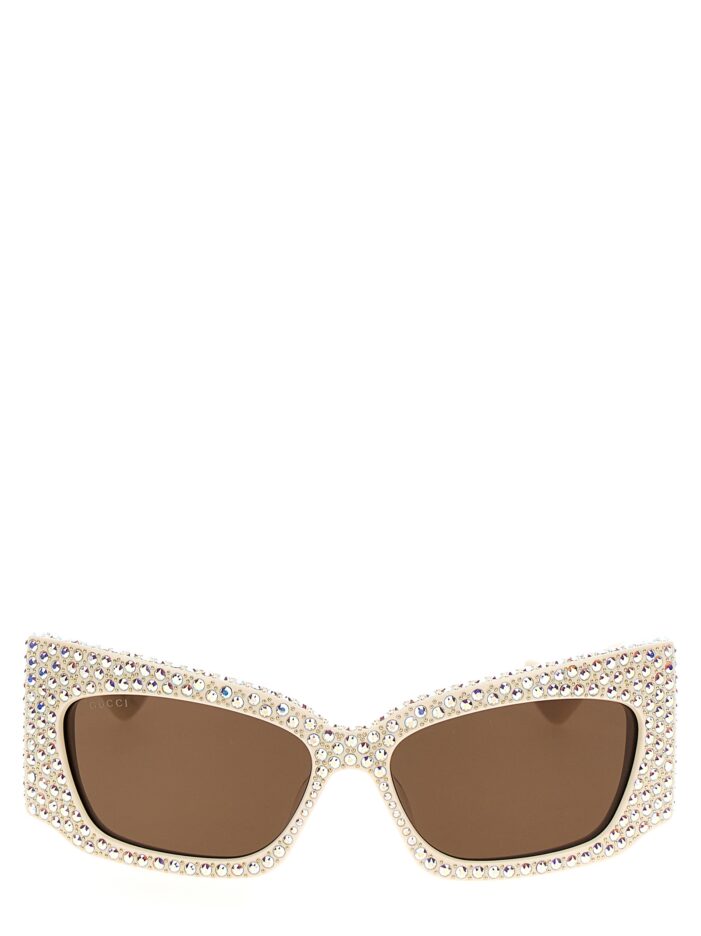 Geometric crystal sunglasses GUCCI White