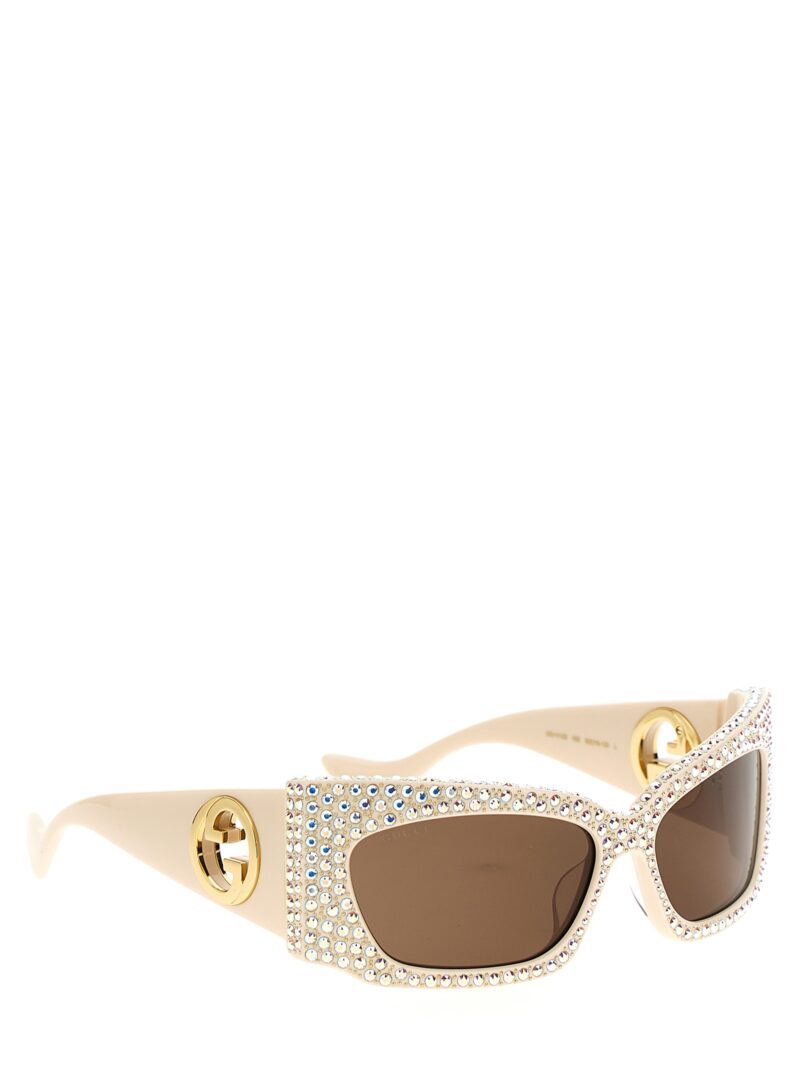 Geometric crystal sunglasses 755248J07419223 GUCCI White