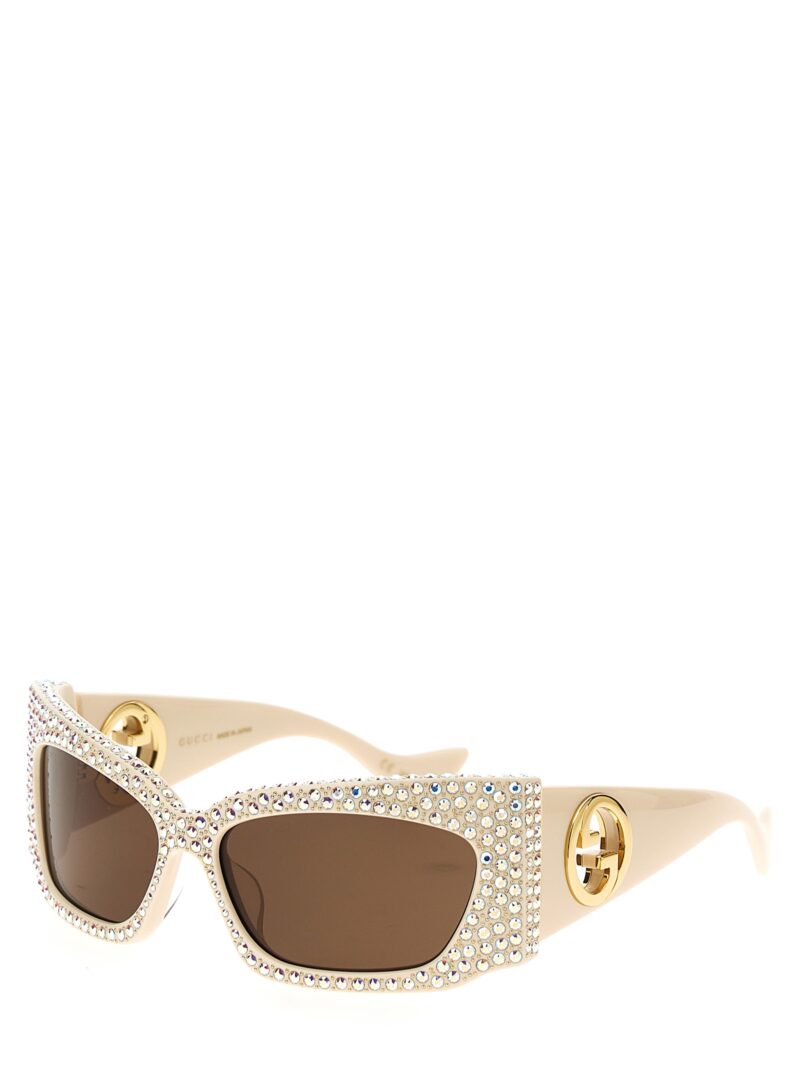 Geometric crystal sunglasses Woman GUCCI White