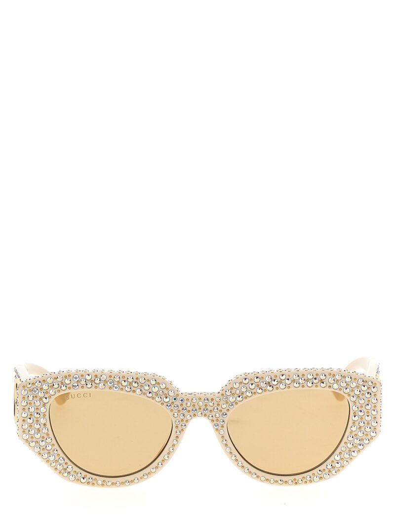 Geometric crystal sunglasses GUCCI White