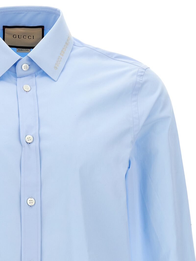 Logo embroidery shirt Man GUCCI Light Blue