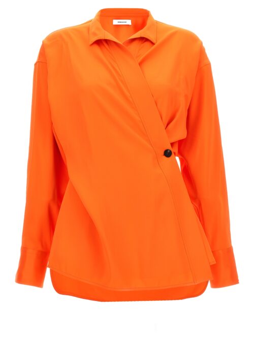 Satin asymmetric shirt FERRAGAMO Orange