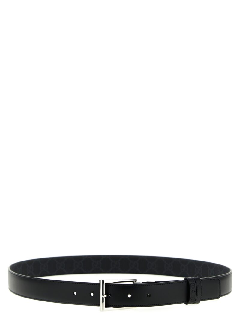 Rectangular buckle reversible belt GUCCI Black