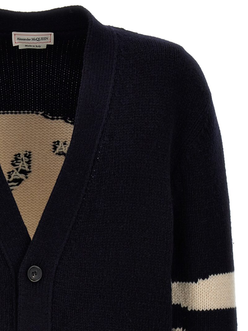 'Skull' cardigan Man ALEXANDER MCQUEEN Blue