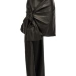 Maxi bow leather skirt ALEXANDER MCQUEEN Black