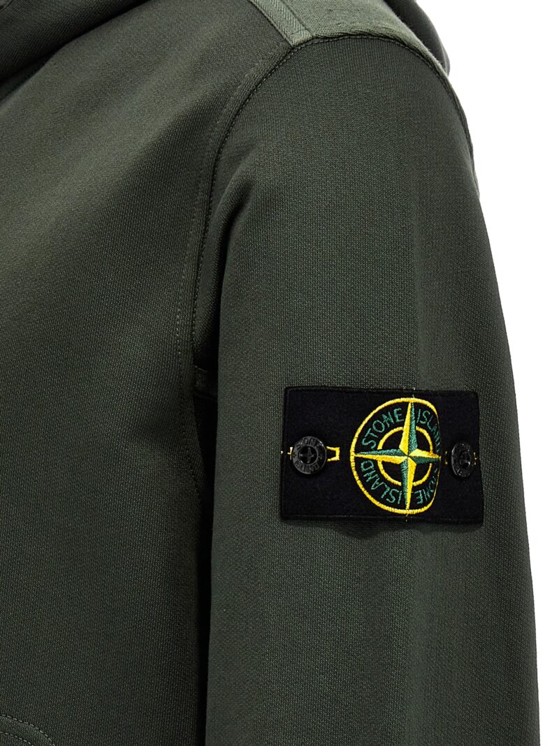 Logo badge hoodie 100% cotton STONE ISLAND Green