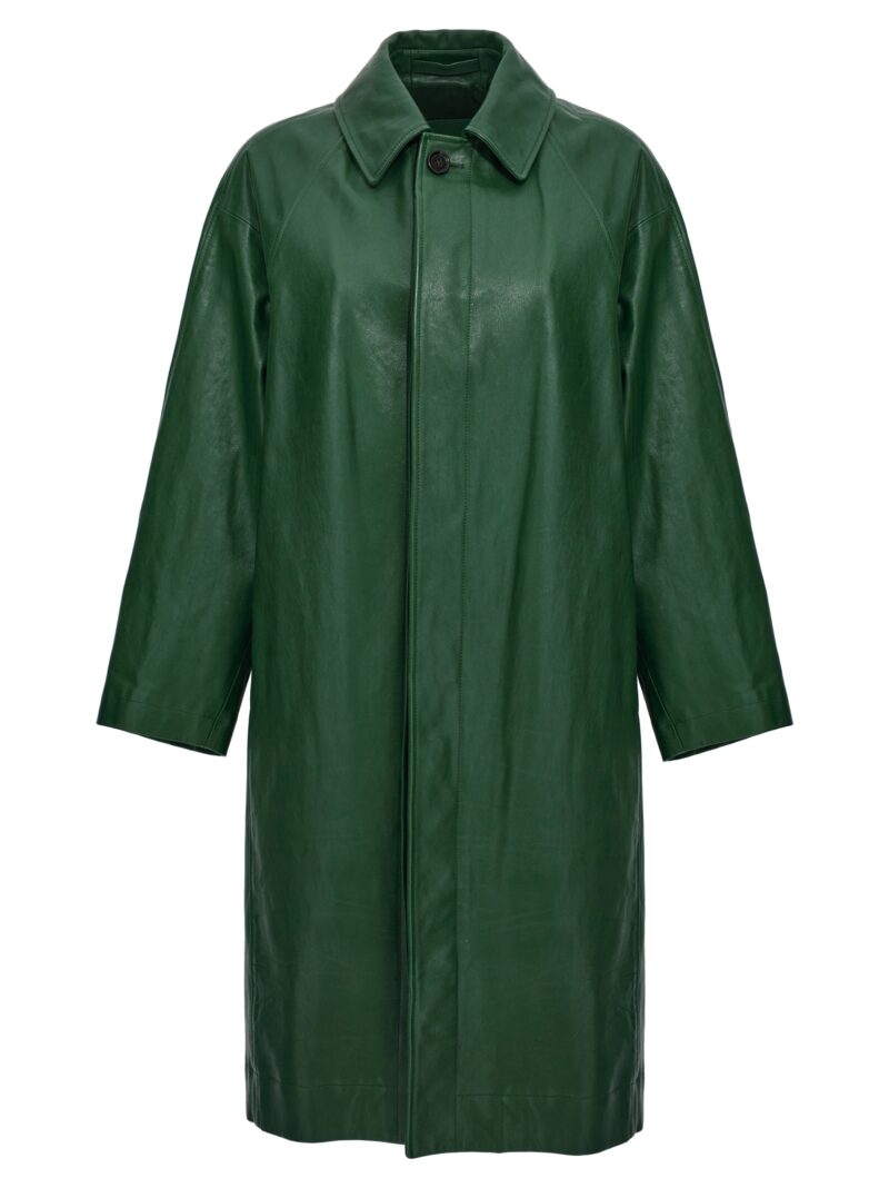 Long leather car coat BURBERRY Green