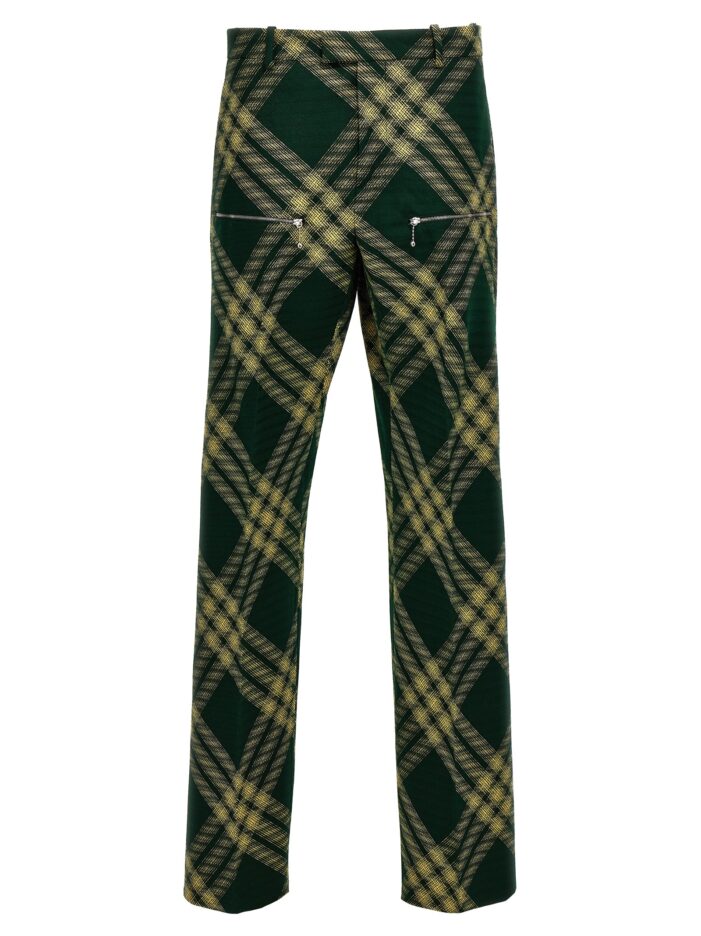 Check wool pants BURBERRY Green