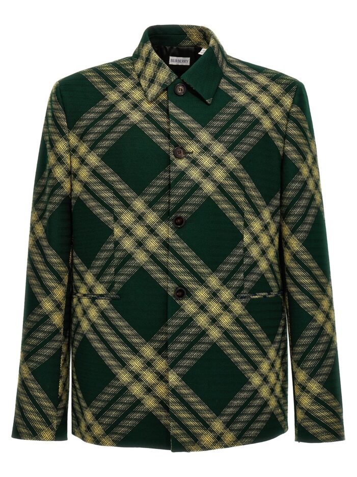 Check wool tailored blazer BURBERRY Green