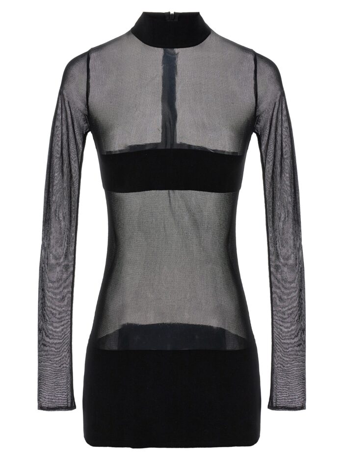 Transparent knit mini dress MONOT Black