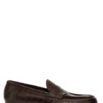 Croc print leather loafers LIDFORT Brown