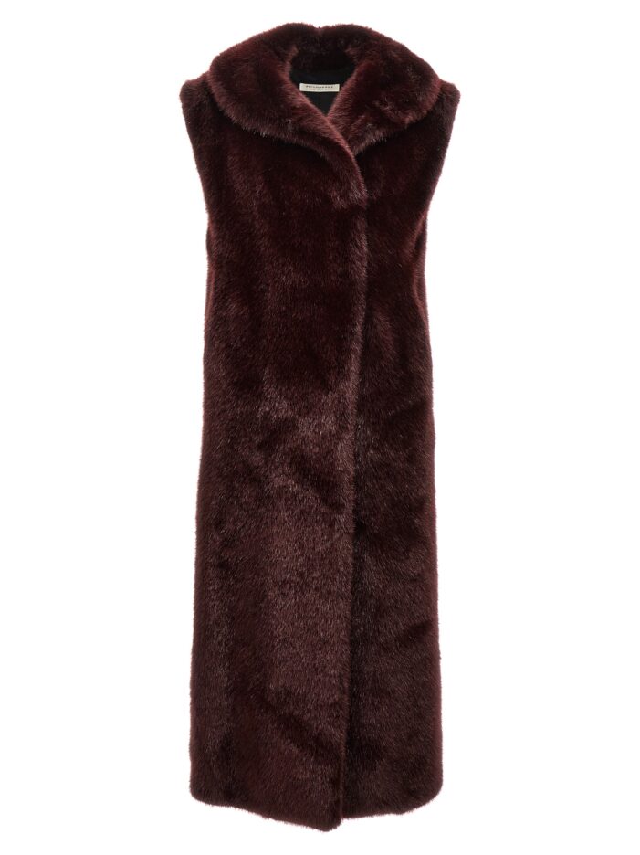 Extra long faux fur vest PHILOSOPHY Bordeaux
