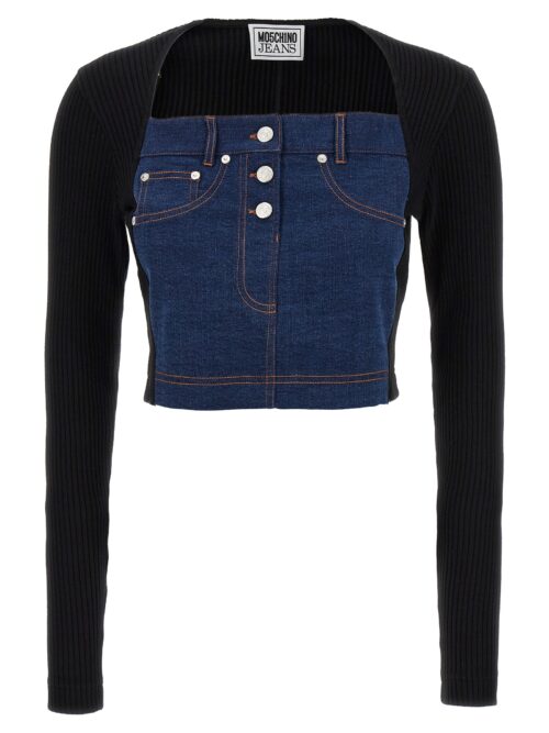 Denim top and ribbed knit MO5CH1NO JEANS Multicolor