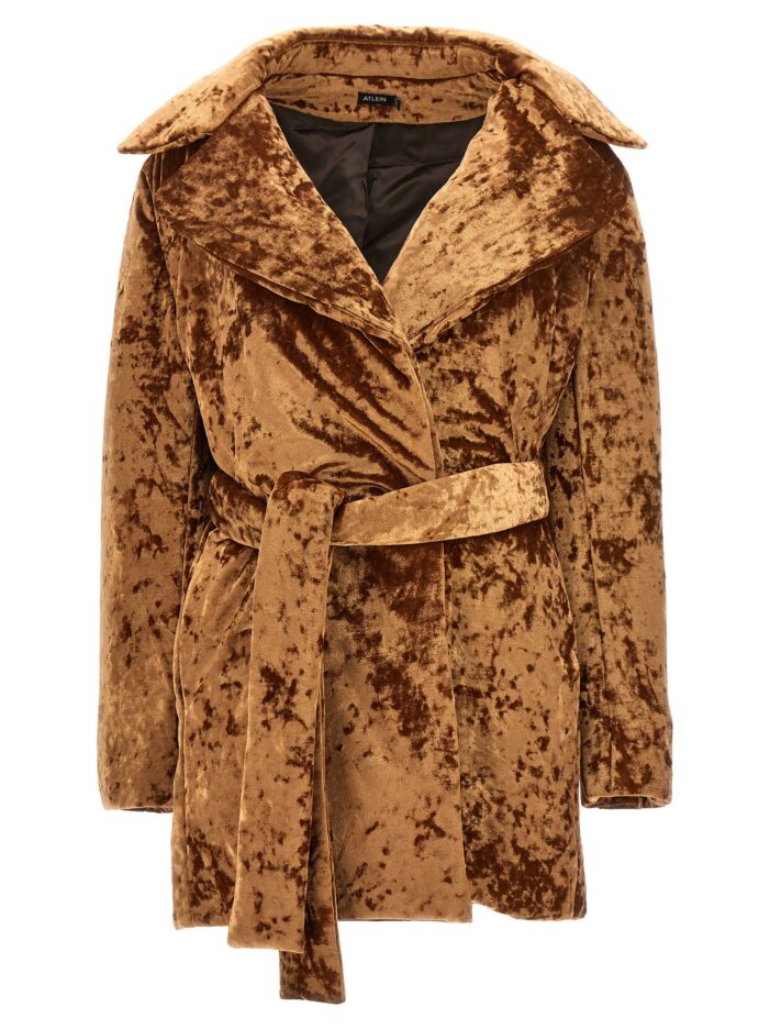 'Crushed velvet' coat ATLEIN Brown