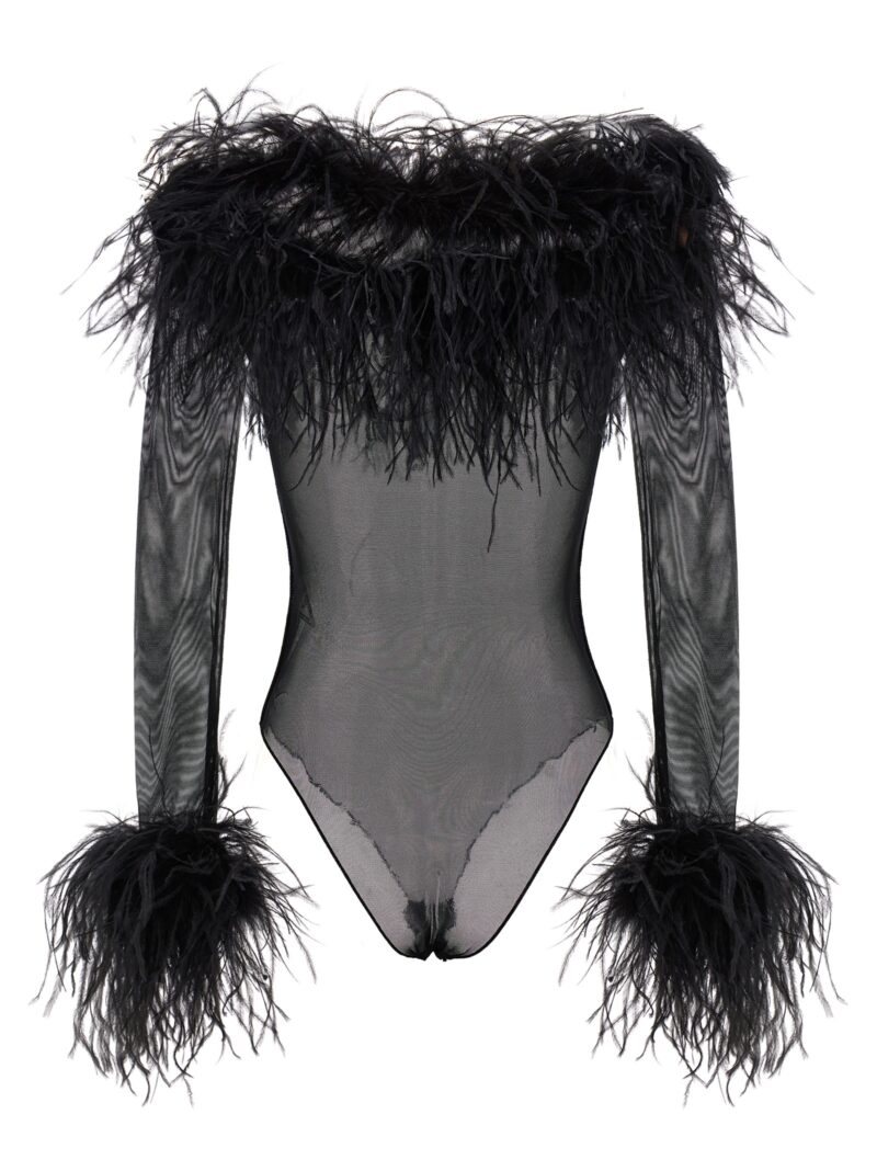 'Plumage' bodysuit OFY132BLACK OSÈREE Black