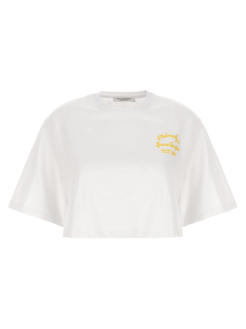 Logo print cropped T-shirt PHILOSOPHY White