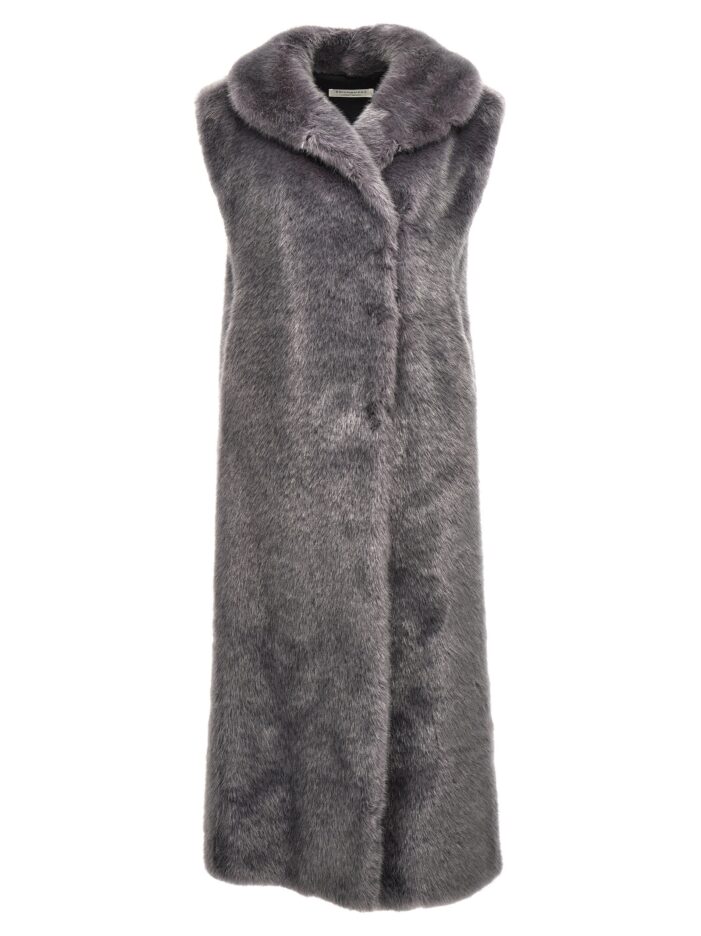 Extra long faux fur vest PHILOSOPHY Gray