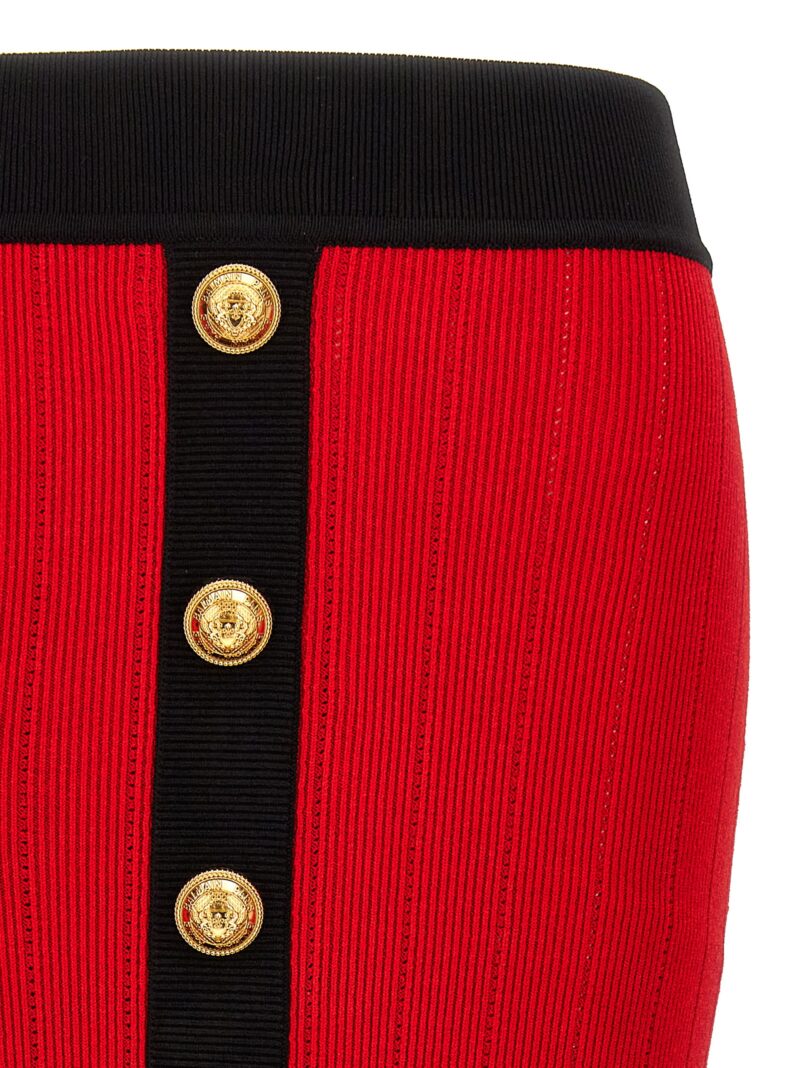 Logo button midi skirt Woman BALMAIN Red