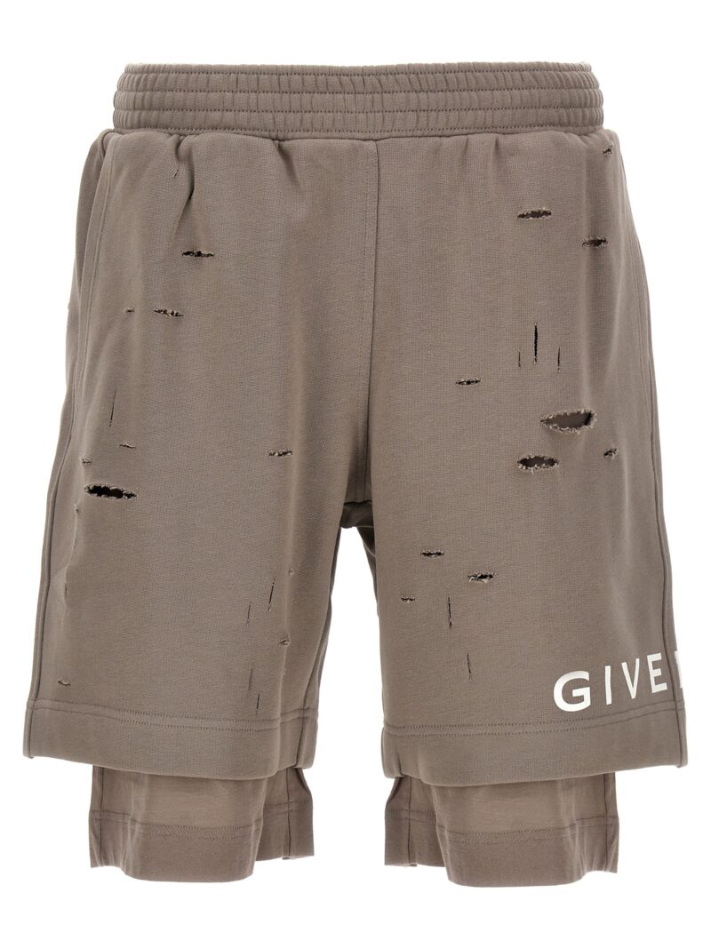 Destroyed effect bermuda shorts GIVENCHY Gray