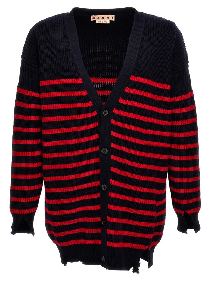 Destroyed effect striped cardigan MARNI Multicolor