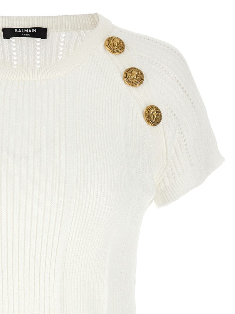 Logo buttons cropped top Woman BALMAIN White