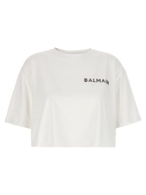 Logo cropped T-shirt BALMAIN White