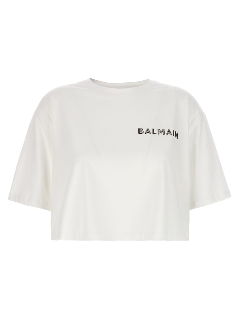 Logo cropped T-shirt BALMAIN White