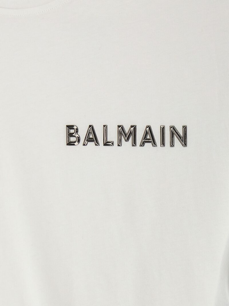 Logo cropped T-shirt 100% organic cotton BALMAIN White