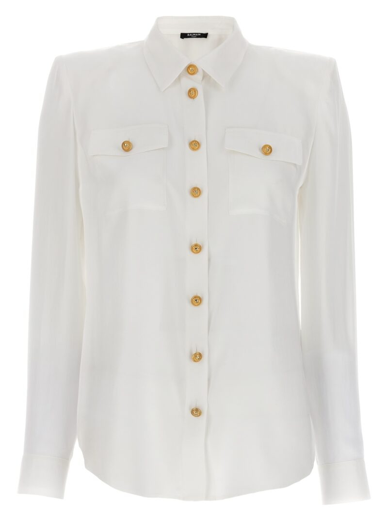 Logo button shirt BALMAIN White