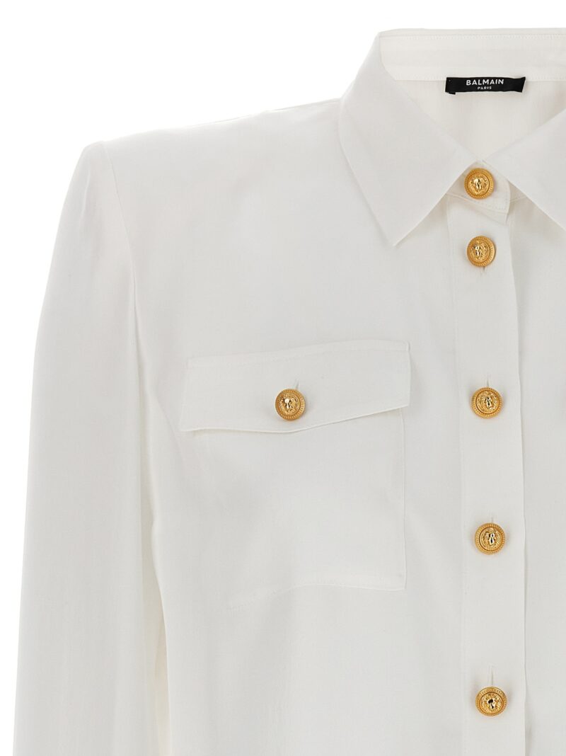 Logo button shirt Woman BALMAIN White