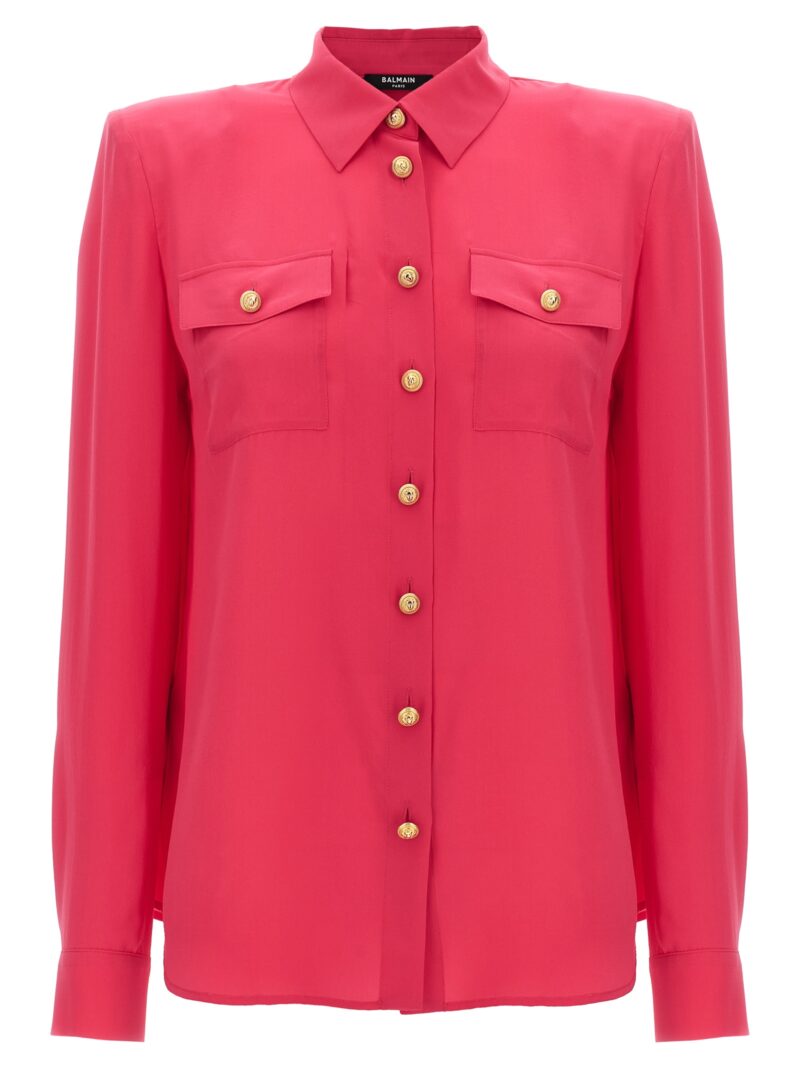 Logo button shirt BALMAIN Fuchsia