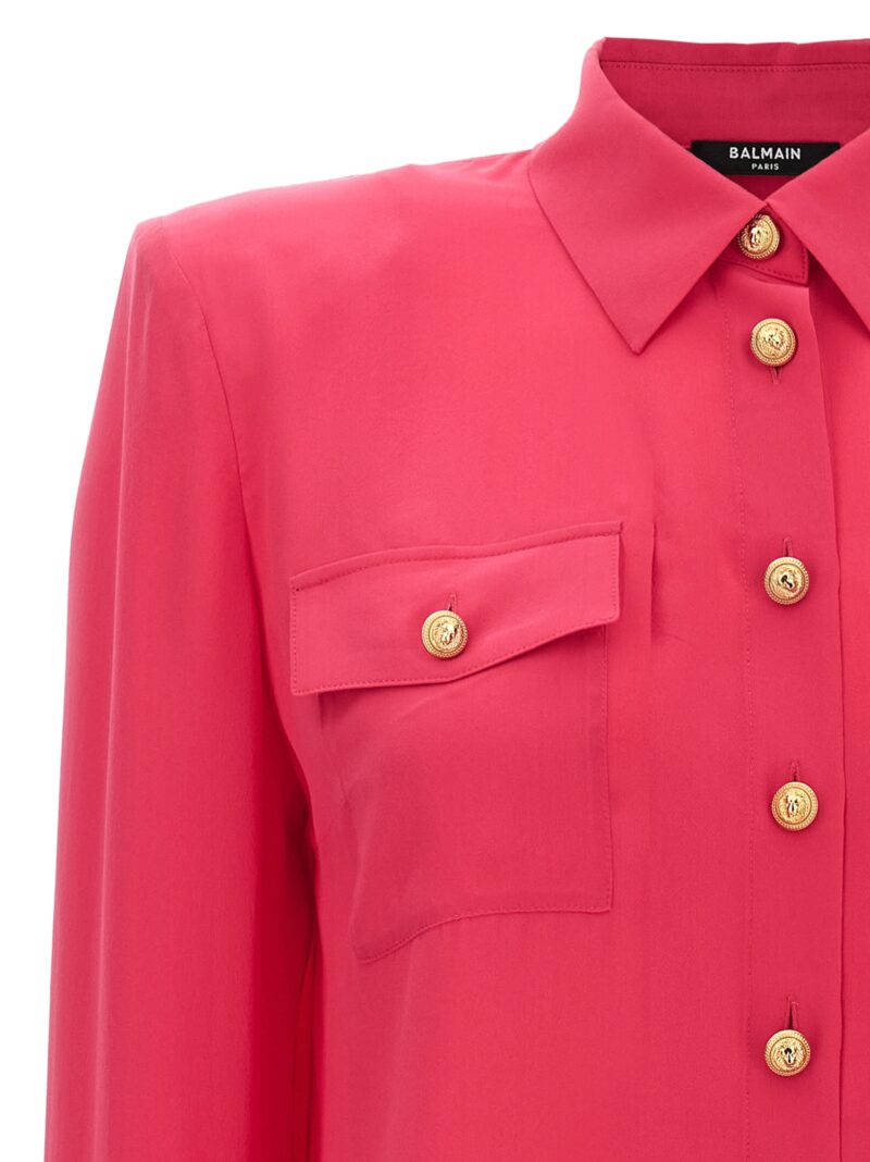 Logo button shirt Woman BALMAIN Fuchsia