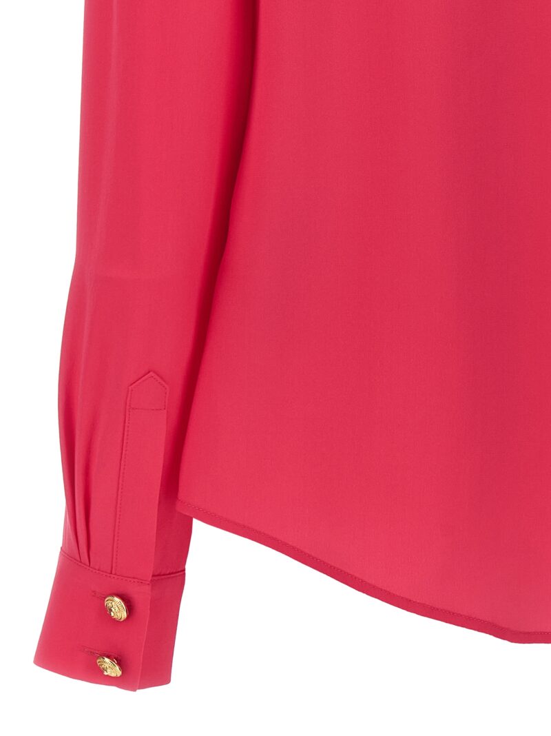 Logo button shirt 100% silk BALMAIN Fuchsia