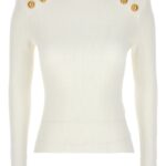 Logo button sweater BALMAIN White