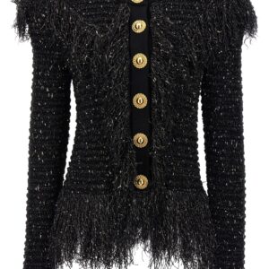 'Glittered Fringed' short jacket BALMAIN Black