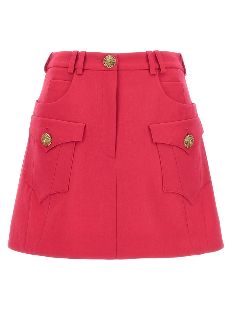 Logo button mini skirt BALMAIN Fuchsia